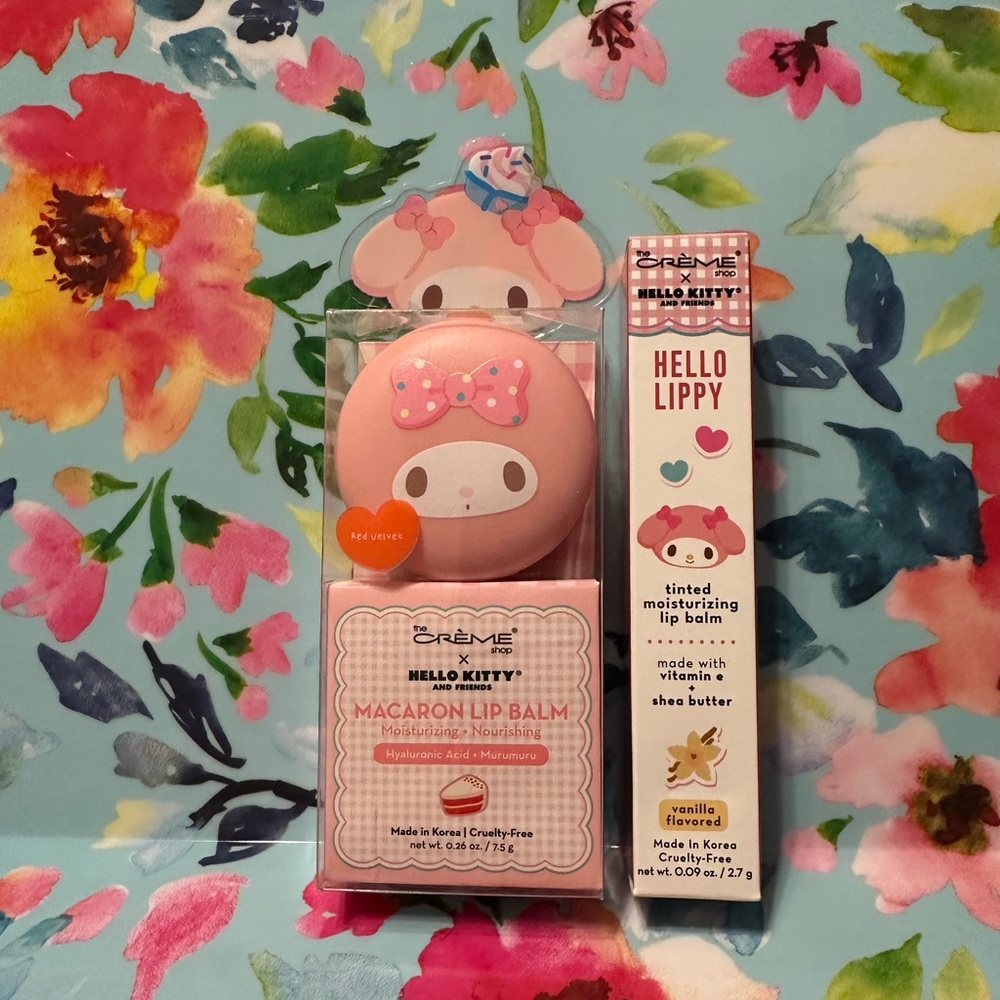 🆕 The Creme Shop x Hello Kitty - My Melody 💕 Macaron Lip Balm & Hello Lippy Set